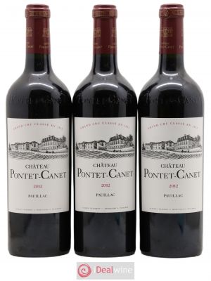 Château Pontet Canet 5ème Grand Cru Classé  2012 - Lot of 3 Bottles