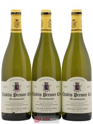 Chablis 1er Cru Montmains Jean-Paul & Benoît Droin (Domaine)  2019 - Lot of 3 Bottles