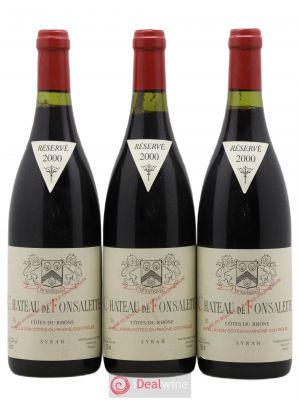 Côtes du Rhône Cuvée Syrah Château de Fonsalette  2000 - Lot of 3 Bottles