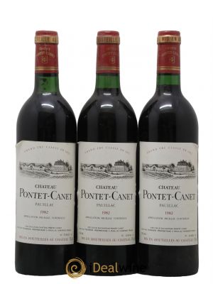 Château Pontet Canet 5ème Grand Cru Classé 1982 - Lot de 3 Bottles