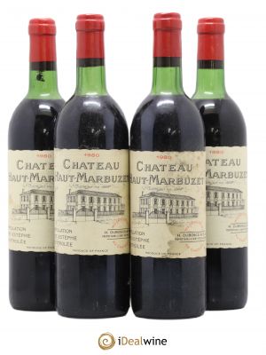 Château Haut Marbuzet  1980 - Lot of 4 Bottles