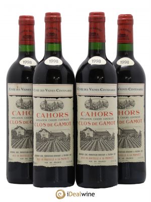 Cahors Cuvée des vignes centenaires Clos de Gamot 1998 - Lot of 4 Bottles