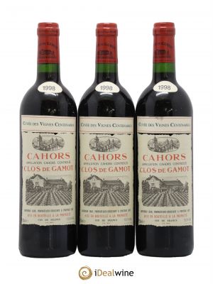 Cahors Cuvée des vignes centenaires Clos de Gamot 1998 - Lot of 3 Bottles