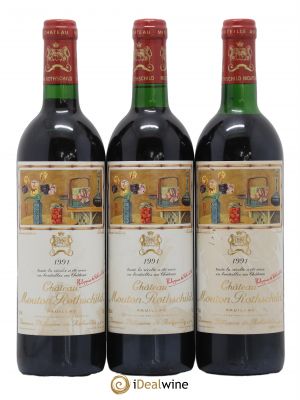 Château Mouton Rothschild 1er Grand Cru Classé  1991 - Lot of 3 Bottles