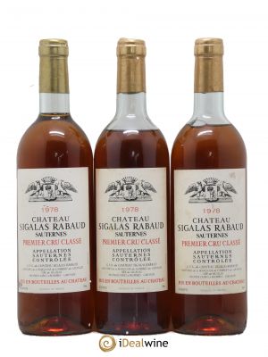 Château Sigalas Rabaud 1er Grand Cru Classé  1978 - Lot of 3 Bottles