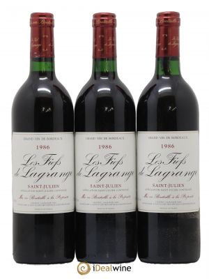 Les Fiefs de Lagrange Second Vin  1986 - Lot of 3 Bottles