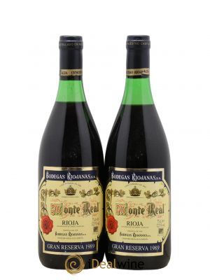 Rioja DOCa Monte Real Gran Reserva Bodegas Riojanas (no reserve) 1989 - Lot of 2 Bottles
