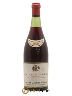 Chambolle-Musigny 1er Cru Clos Des Amoureuses Les Fils De Henri Mathieu 1929 - Lot of 1 Bottle