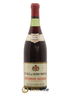 Vosne-Romanée 1er Cru Malconsorts Les Fils De Henri Mathieu 1959 - Lot of 1 Bottle