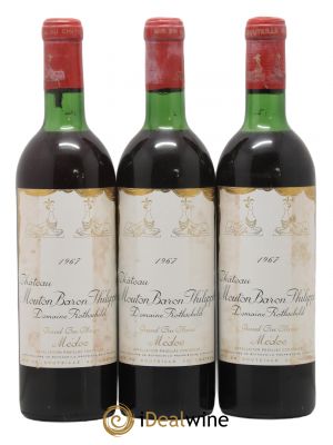 Château d'Armailhac - Mouton Baron(ne) Philippe 5ème Grand Cru Classé  1967 - Lot of 3 Bottles