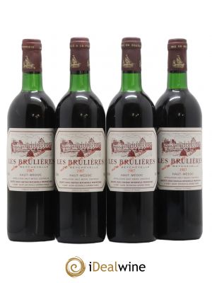 Haut Médoc Les Brulières de Beychevelle (no reserve) 1987 - Lot of 4 Bottles