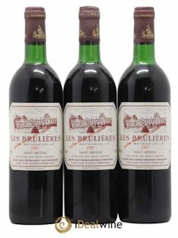 Haut Médoc Les Brulières de Beychevelle (no reserve) 1987 - Lot of 3 Bottles