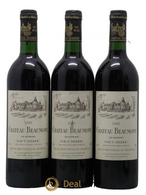 Château Beaumont Cru Bourgeois  1988 - Lot of 3 Bottles