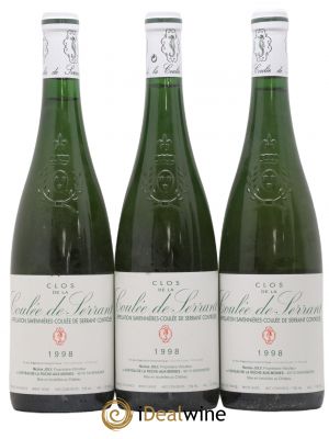 Savennières Clos de la Coulée de Serrant Vignobles de la Coulée de Serrant - Nicolas Joly  1998 - Lot of 3 Bottles
