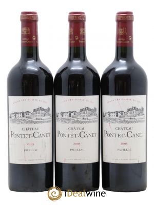 Château Pontet Canet 5ème Grand Cru Classé  2005 - Lot of 3 Bottles