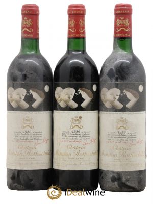 Château Mouton Rothschild 1er Grand Cru Classé 1986 - Lot de 3 Bottles