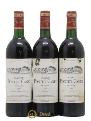 Château Pontet Canet 5ème Grand Cru Classé  1986 - Lot of 3 Bottles