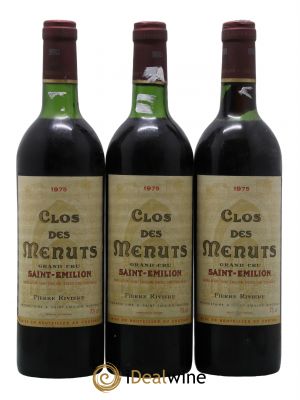 Saint-Émilion Grand Cru Clos des Menuts 1975 - Lot de 3 Bottiglie