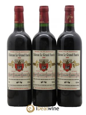 Saint-Émilion Grand Cru Château Le Grand Faurie 2000 - Lot de 3 Bottles