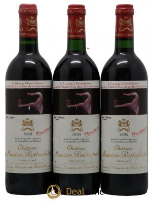 Château Mouton Rothschild 1er Grand Cru Classé 1990 - Lot de 3 Bottles