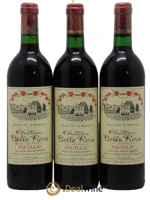 Château Belle Rose Cru Bourgeois 1989 - Lot de 3 Bottiglie