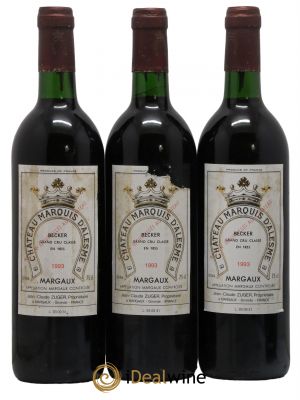Château Marquis d'Alesme Becker 3ème Grand Cru Classé  1993 - Lotto di 3 Bottiglie