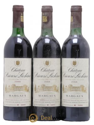 Château Prieuré Lichine 4ème Grand Cru Classé  1988 - Lotto di 3 Bottiglie