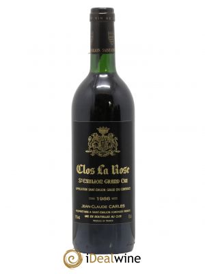 Saint-Émilion Grand Cru Château Clos La Rose 1986 - Lot de 1 Bottle