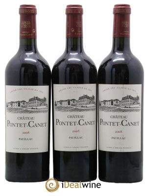 Château Pontet Canet 5ème Grand Cru Classé 2008 - Lot de 3 Bottiglie