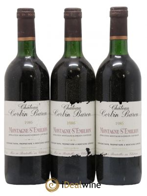 Montagne Saint-Émilion Corbin Baron 1986 - Lot of 3 Bottles