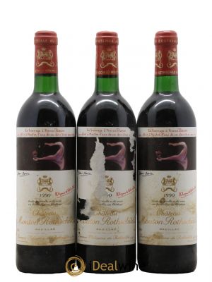 Château Mouton Rothschild 1er Grand Cru Classé  1990 - Lotto di 3 Bottiglie