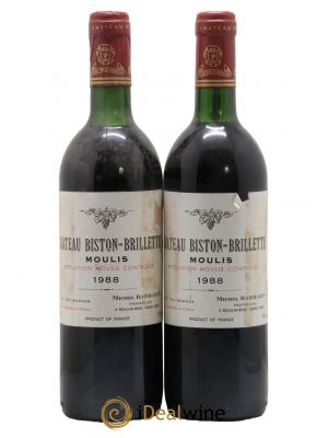Château Biston Brillette  1988 - Lot of 2 Bottles