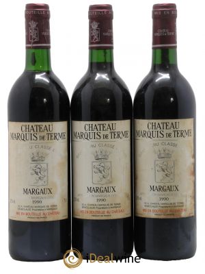 Château Marquis de Terme 4ème Grand Cru Classé 1990 - Lot de 3 Bottiglie