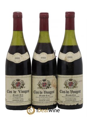 Clos de Vougeot Grand Cru Domaine Haegelen-Jayer 1988 - Lot de 3 Bottles