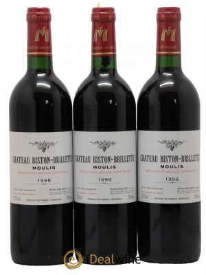 Château Biston Brillette  1998 - Lot of 3 Bottles