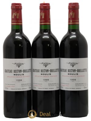 Château Biston Brillette  1998 - Lot of 3 Bottles