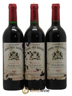 Château Grand Puy Ducasse 5ème Grand Cru Classé  1989 - Lot of 3 Bottles