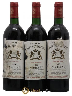 Château Grand Puy Ducasse 5ème Grand Cru Classé 1986 - Lot de 3 Bottiglie