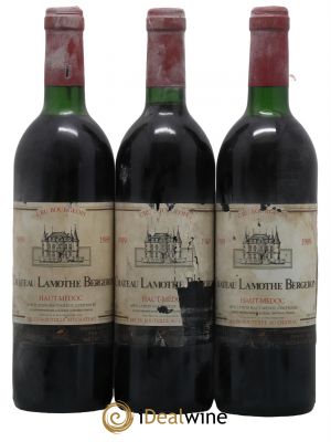 Château Lamothe Bergeron Cru Bourgeois 1989 - Lot de 3 Bottiglie