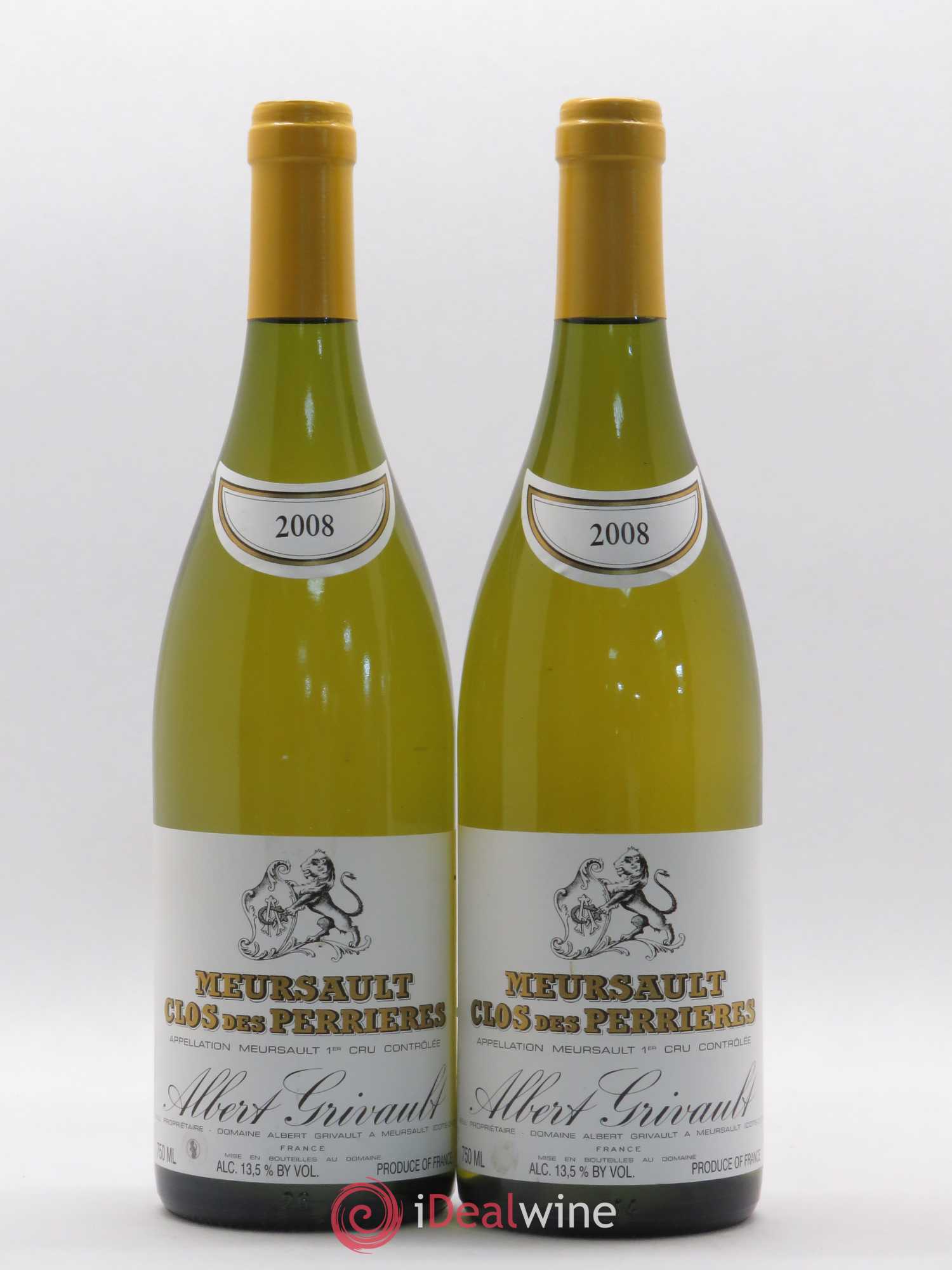 Meursault 1er Cru Clos des Perrières Monopole Albert Grivault 2008 - Lot de 2 bouteilles - 0