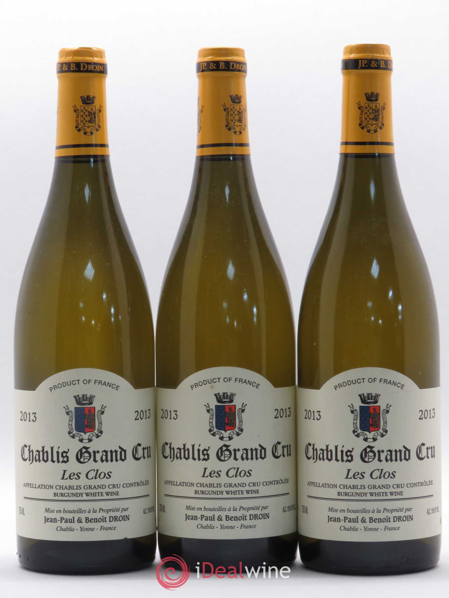 Chablis Grand Cru Les Clos Jean-Paul & Benoît Droin (Domaine) 2013 - Lot de 3 bouteilles - 0