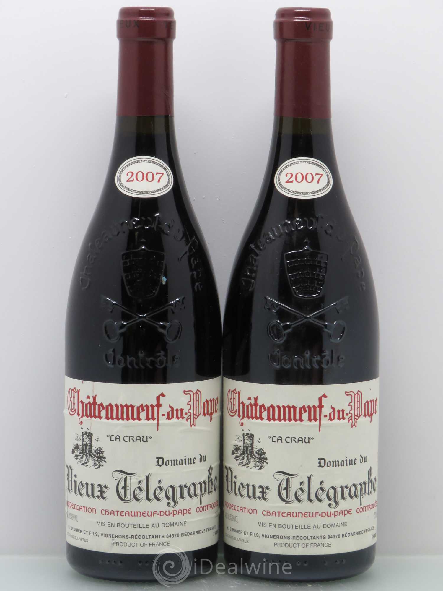 Châteauneuf-du-Pape Vieux Télégraphe (Domaine du) Vignobles Brunier 2007 - Lot de 2 bouteilles - 0