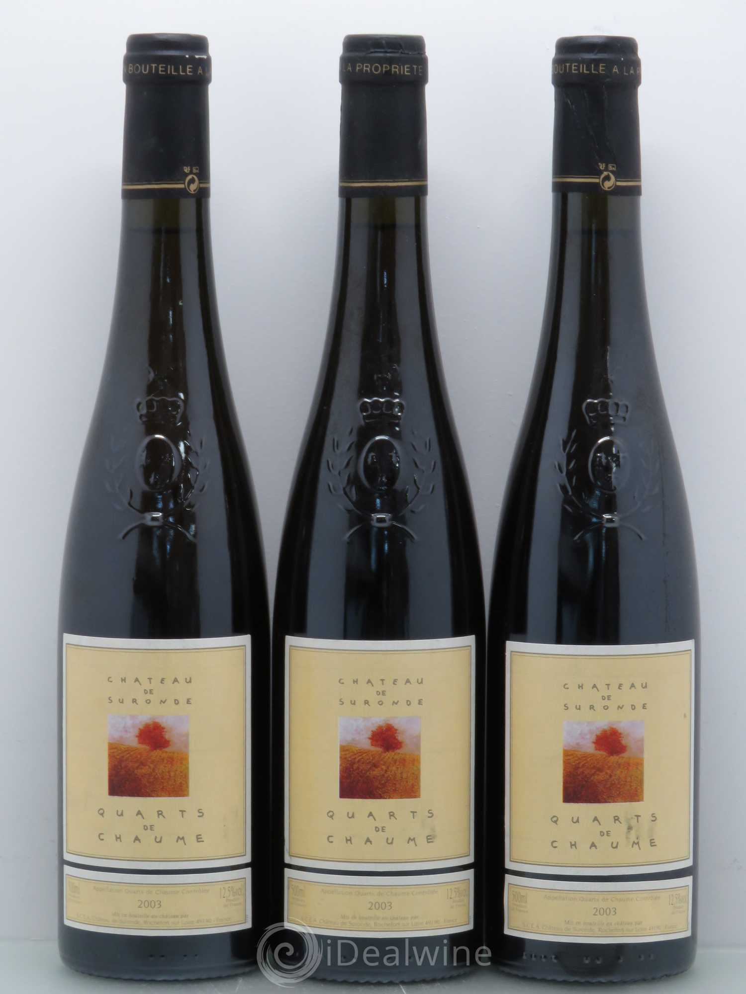 Quarts de Chaume Francis Poirel Chateau Suronde (50cl) 2003 - Lotto di 3 bottiglie - 0