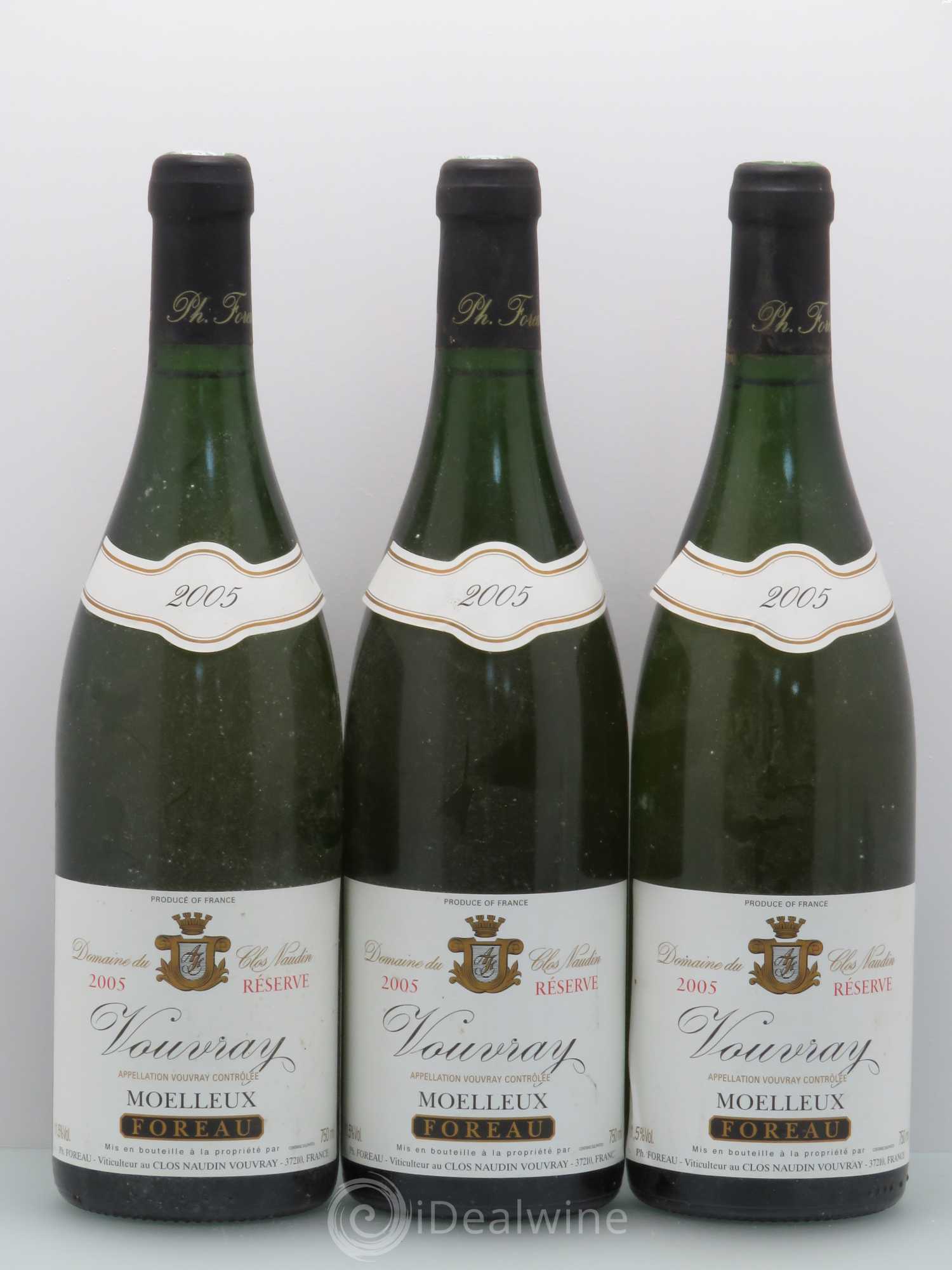 Vouvray Moelleux Réserve Clos Naudin - Philippe Foreau 2005 - Lotto di 3 bottiglie - 0
