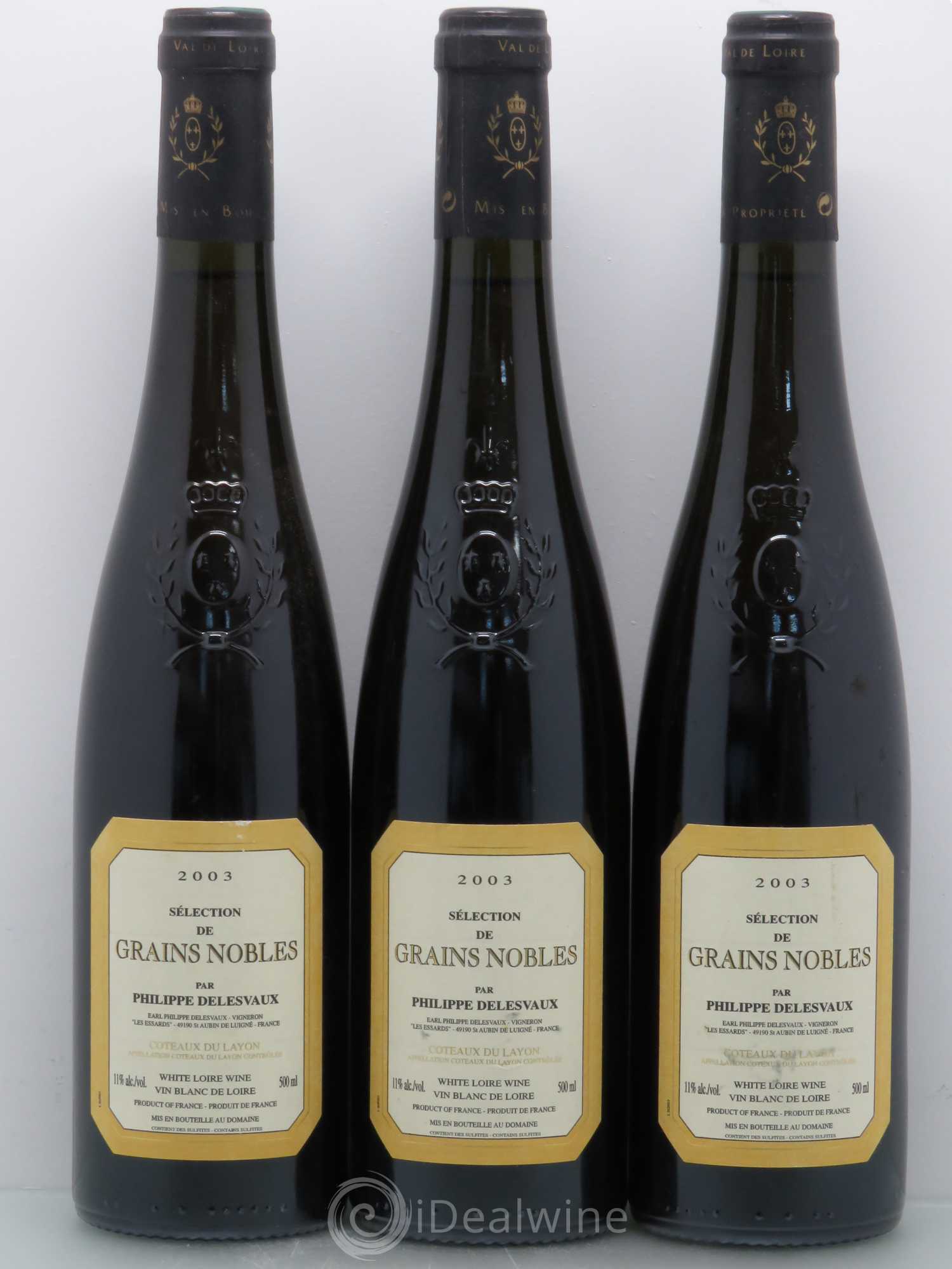 Coteaux du Layon Philippe Delesvaux Selection de Grains Nobles (50cl) 2003 - Lotto di 3 bottiglie - 0