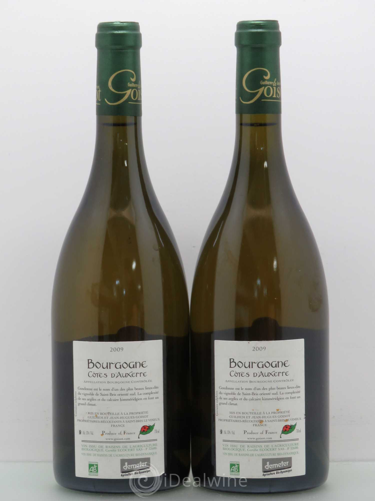 Bourgogne Côtes d'Auxerre Gondonne Goisot 2009 - Lot de 2 bouteilles - 1