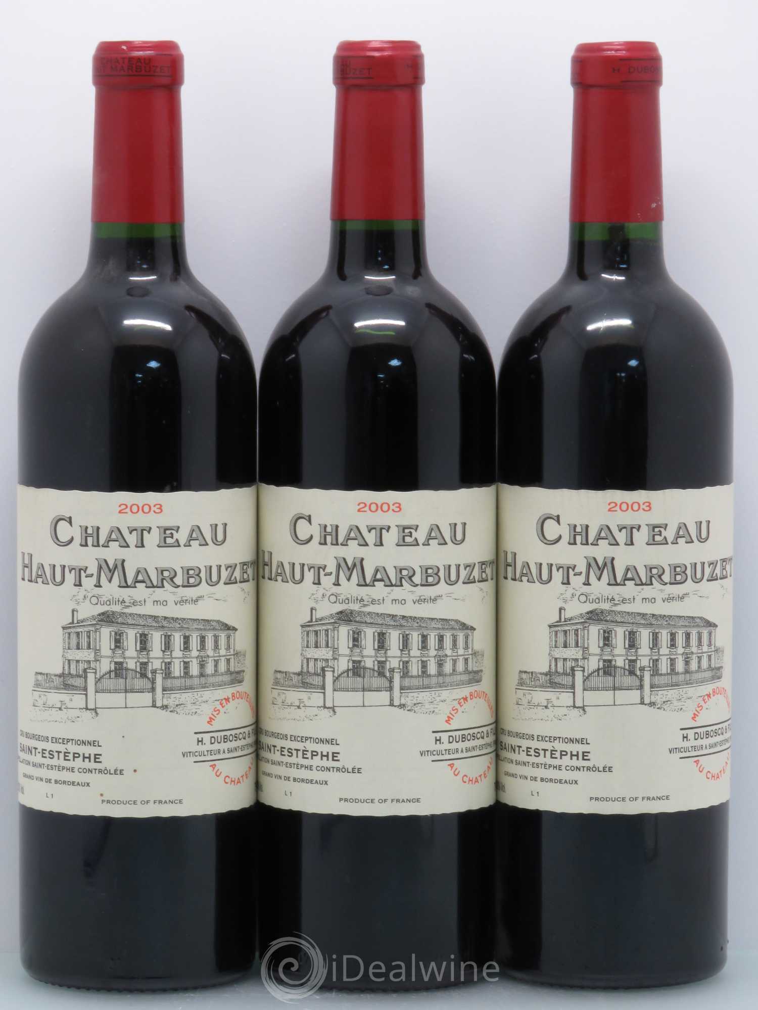 Château Haut Marbuzet 2003 - Lot de 3 bouteilles - 0