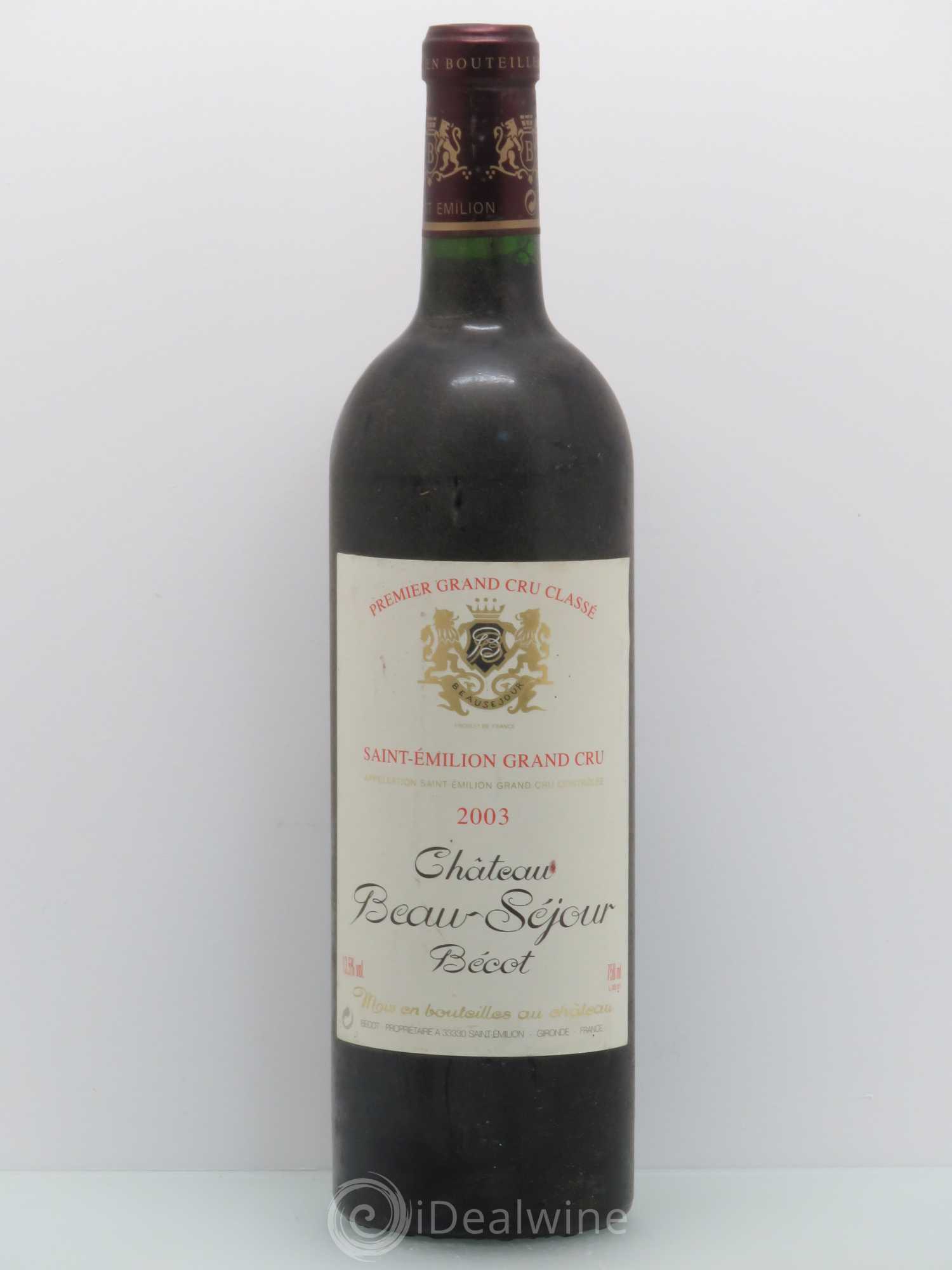 Château Beau-Séjour Bécot 1er Grand Cru Classé B 2003 - Lot de 1 bouteille - 0
