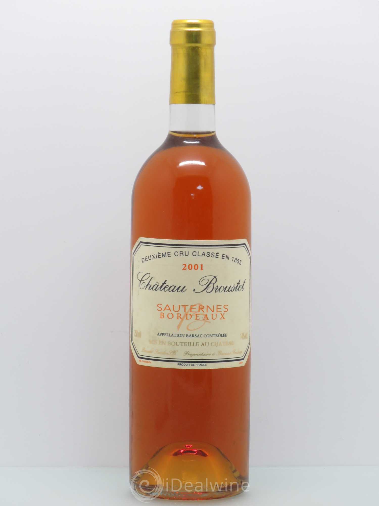 Château Broustet 2ème Grand Cru Classé 2001 - Lotto di 1 bottiglia - 0