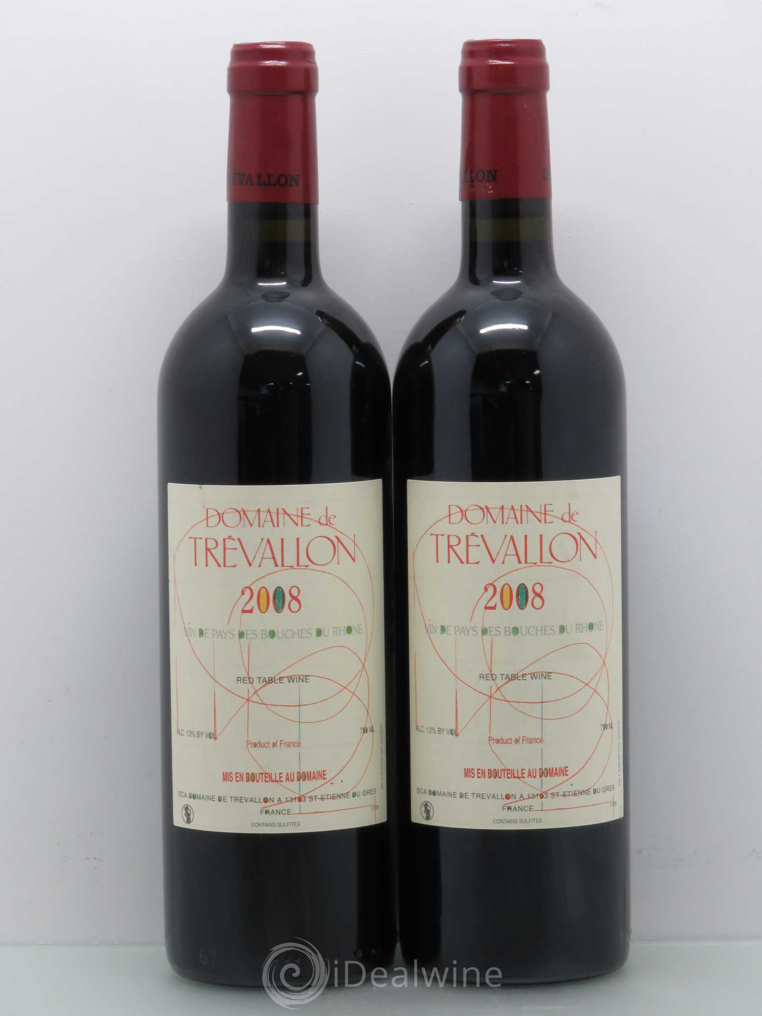 VDP Bouches du Rhône Trévallon (Domaine de) Eloi Dürrbach 2008 - Lot de 2 bouteilles - 0